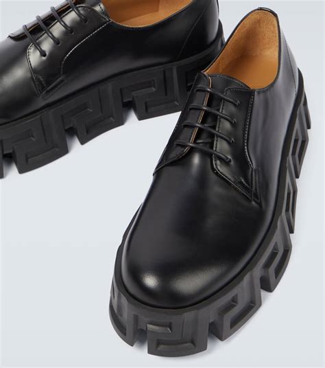 versace greca labyrinth|Greca Labyrinth leather Derby shoes in black .